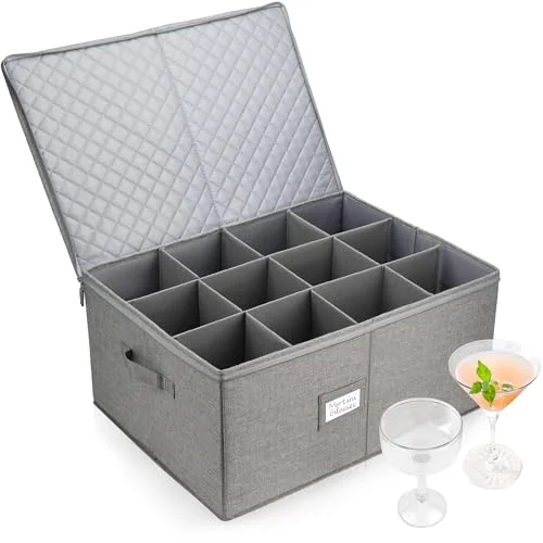 LotFancy Stemware Storage Container, 21x15.5 in, Gray
