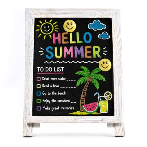 LotFancy Magnetic Chalk Board Sign, 15x12 in, Whitewash