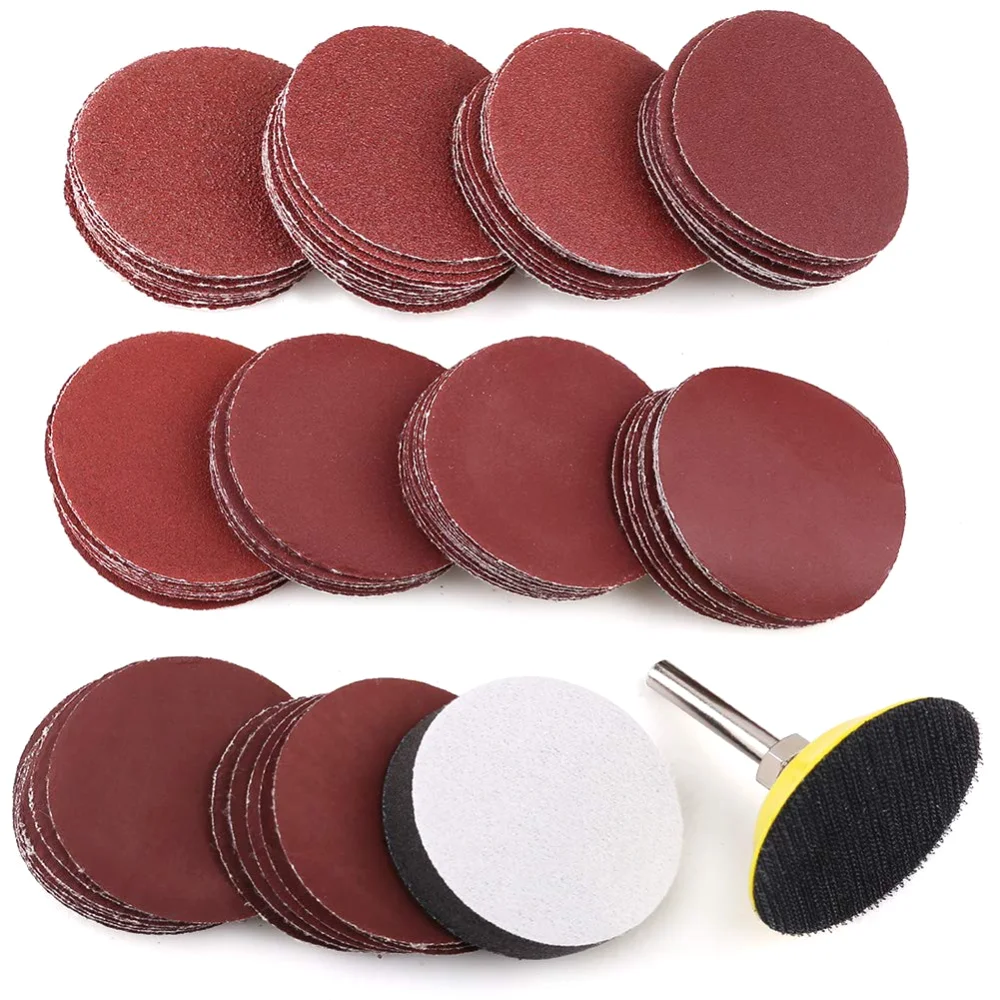 LotFancy Sanding Disc, 2 in, 60-3000 grit, 100-pack, Brown