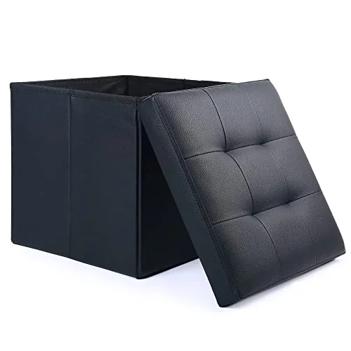 LotFancy Storage Ottoman, 13x12x12 in, Black