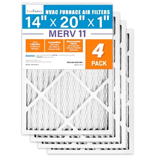 LotFancy Air Filter, 14x20x1 in, MERV 11, 4-pack