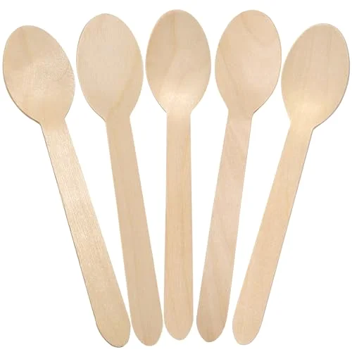 LotFancy Disposable Wooden Spoons, 6.25 in, 100-pack, Natural