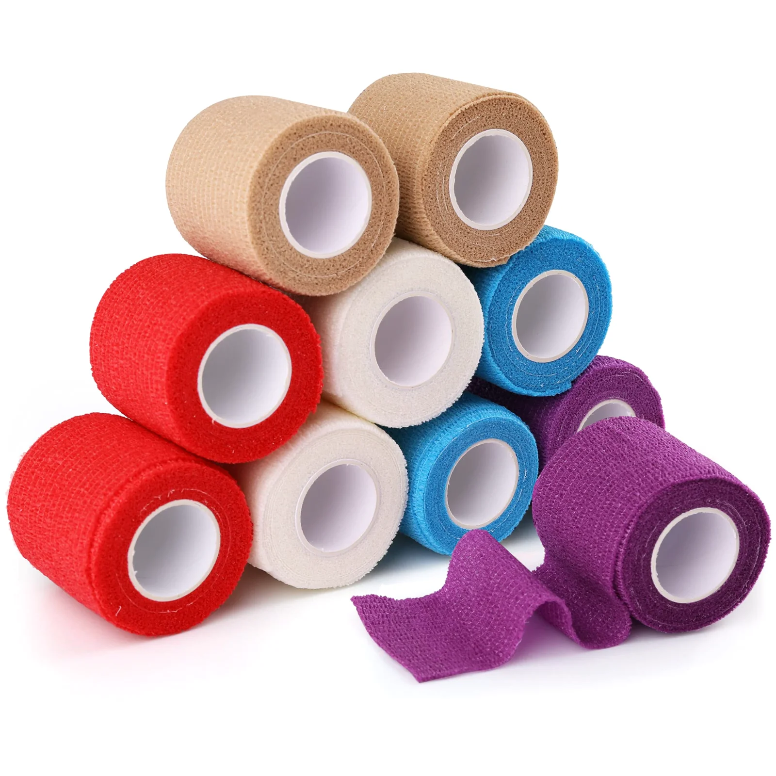 LotFancy self-adherent bandage wraps in a stack of colours