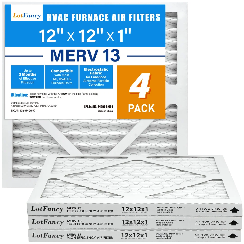 LotFancy Air Filter, 12x12x1 in, MERV 13, 4-pack