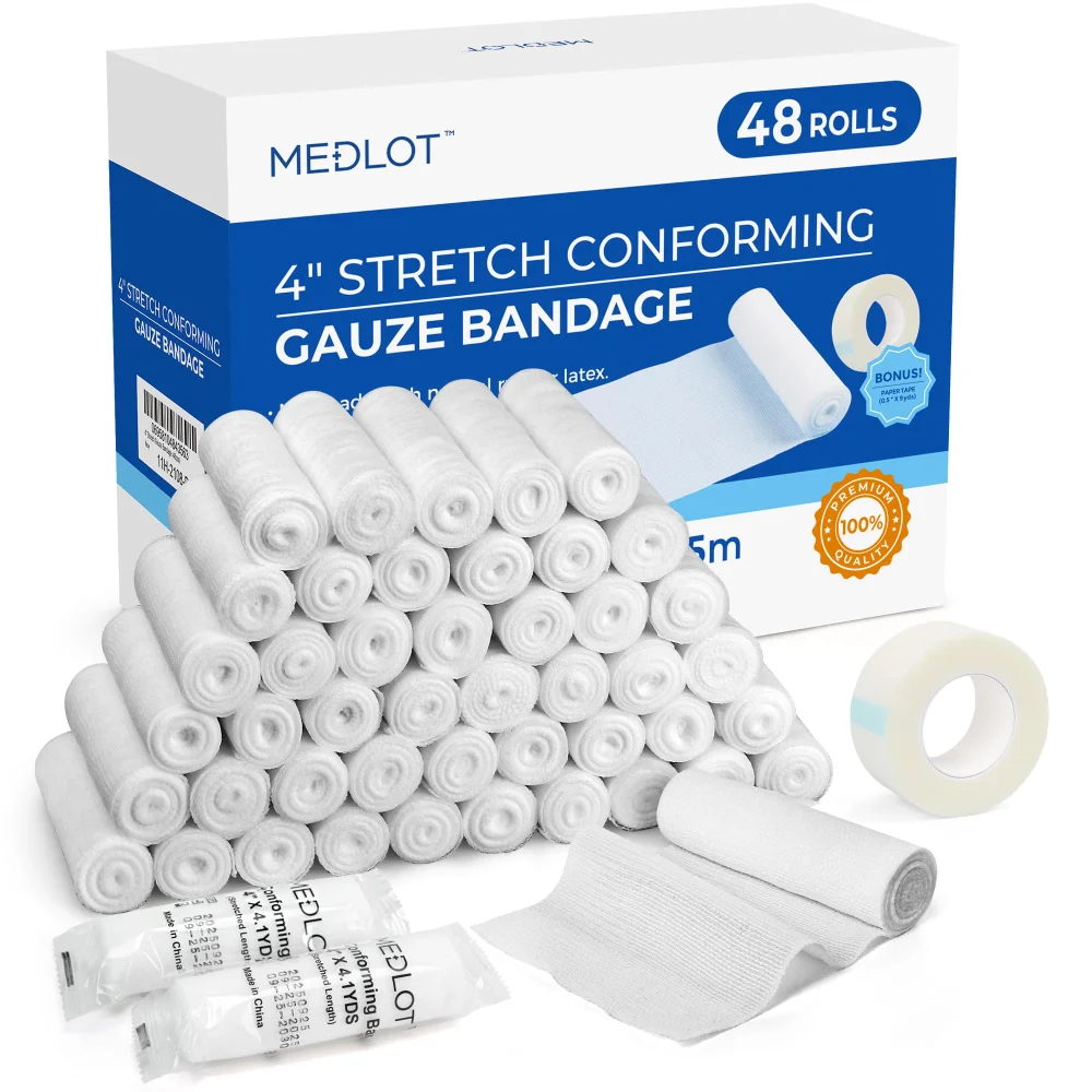 LotFancy Gauze Rolls, 4 in, 4.1 yd rolls, 48-pack
