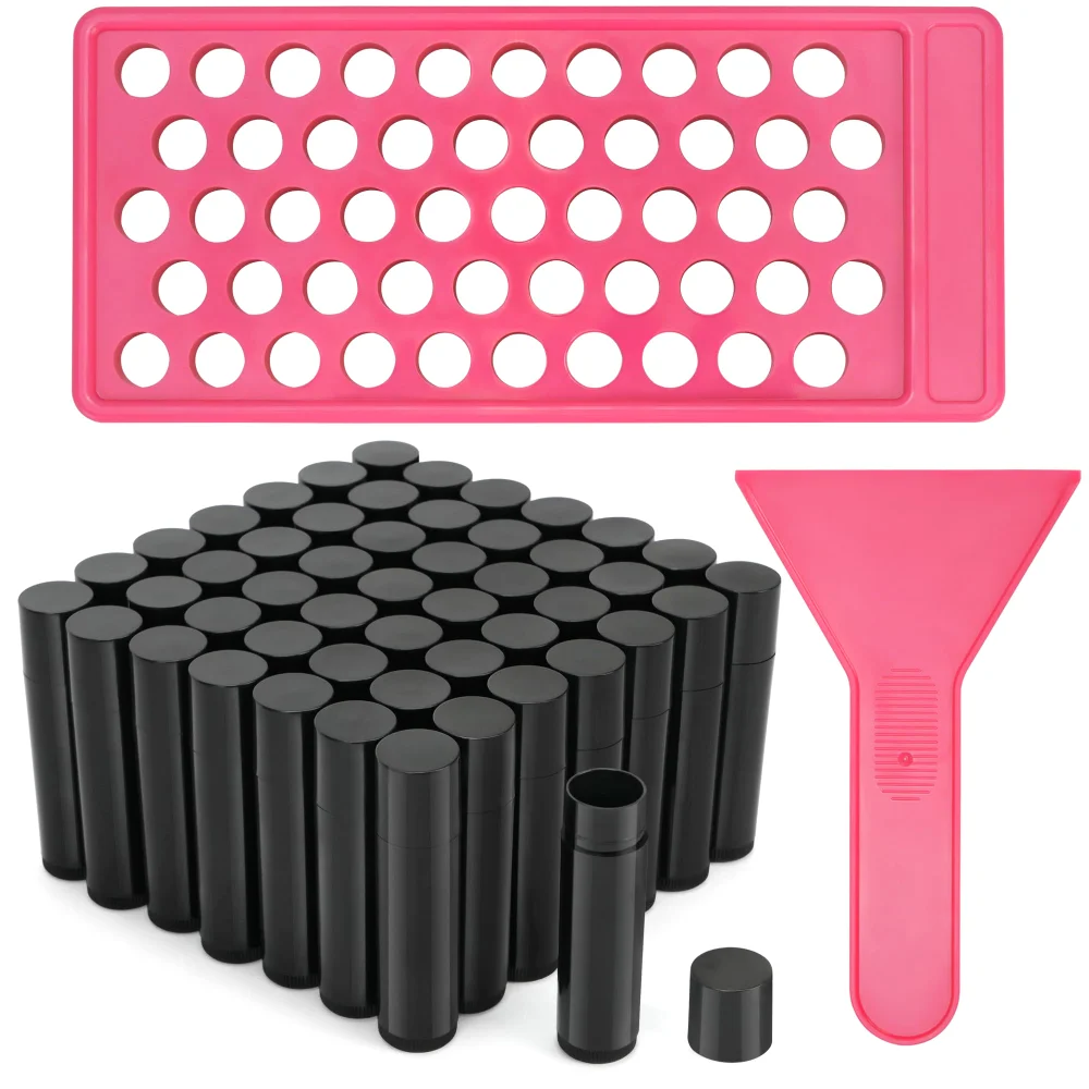 LotFancy Lip Balm Tube Kit, 50-pack, Black
