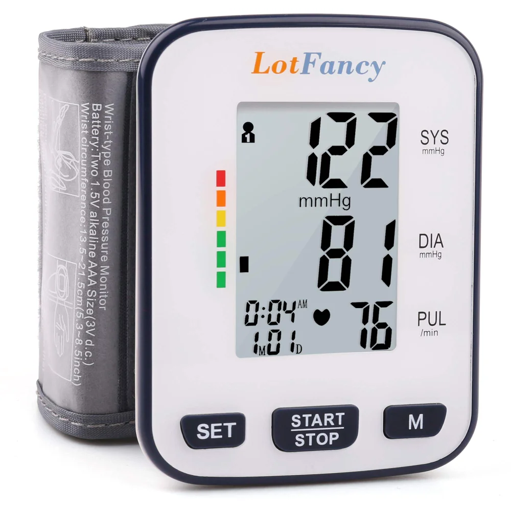LotFancy Wrist Blood Pressure Monitor, fits 5.3-8.5 in