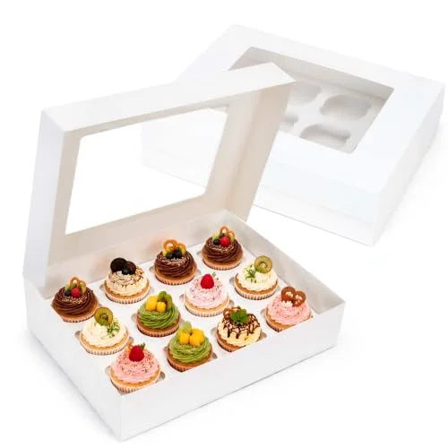 LotFancy Cupcake Box, 2-pack, White