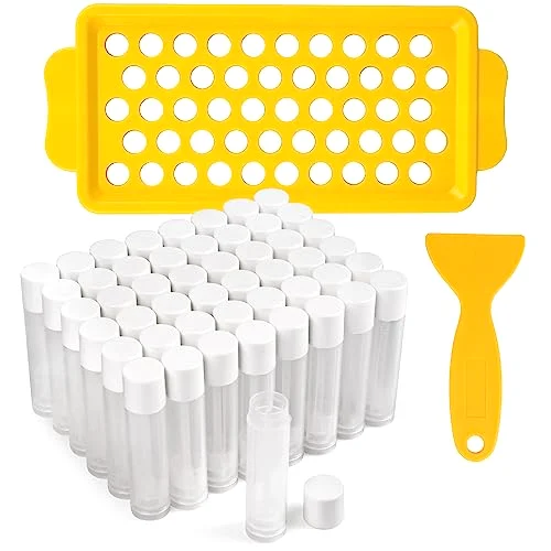 LotFancy Lip Balm Tube Kit, 50-pack, White