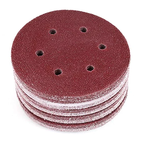 LotFancy Sanding Discs, 6 in, 6-hole, 40 grit, 90-pack