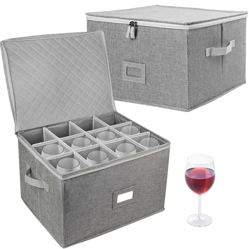 LotFancy Stemware Storage Container, 2-pack, Gray