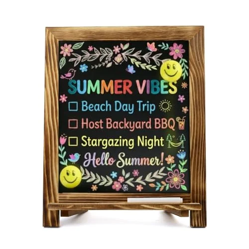 LotFancy Magnetic Chalk Board Sign, 15x12 in, Brown