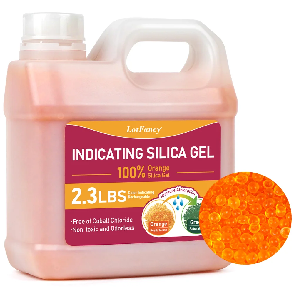 LotFancy Orange Indicating Silica Gel Beads, 2.3 lb, Green