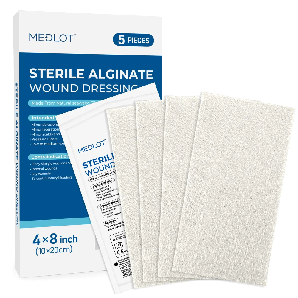 LotFancy Calcium Alginate Wound Dressing, 4x8 in