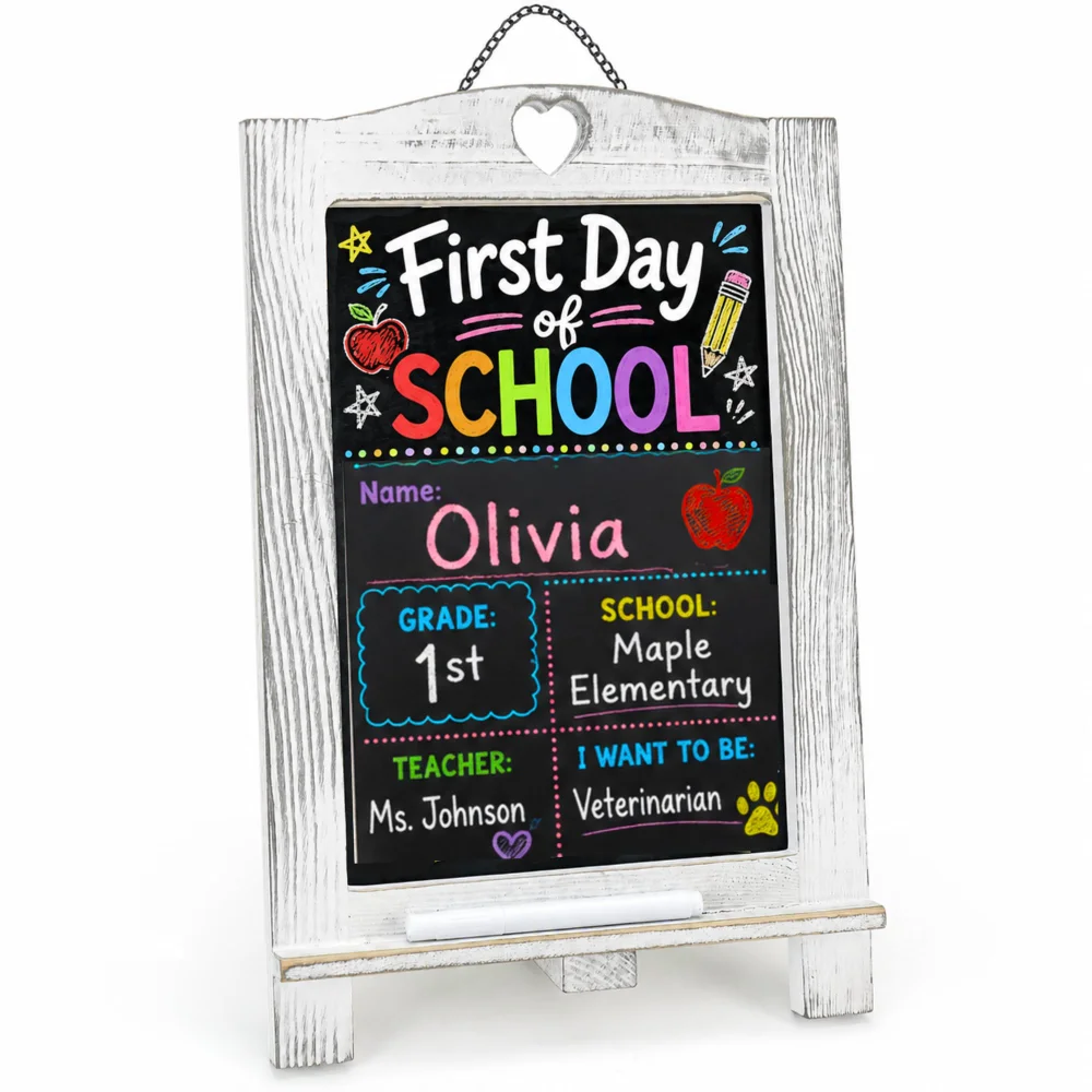 LotFancy Magnetic Chalk Board Sign, 15x10 in, Whitewash