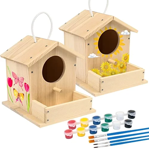 LotFancy Bird House Kit, 2-pack, Natural