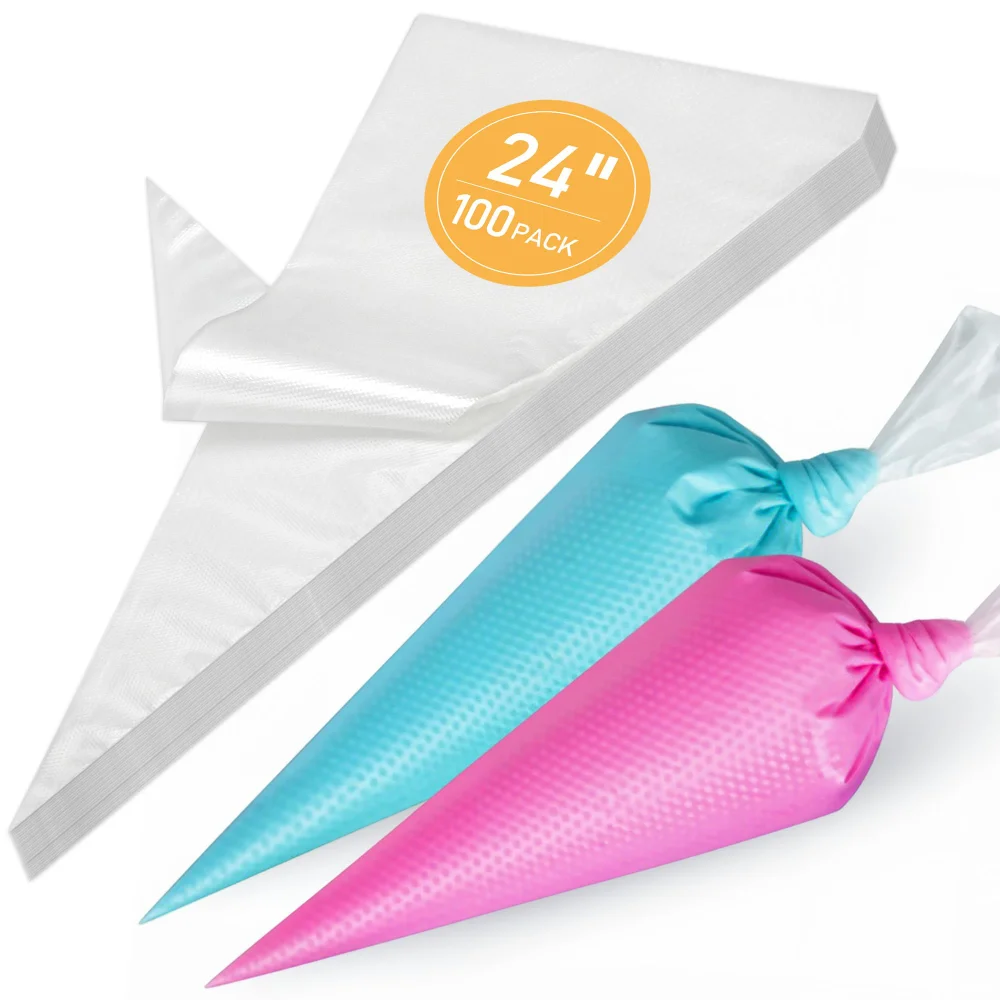 LotFancy Extra Large Piping Bags, 24 in, 100-pack, Clear