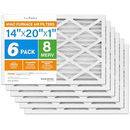LotFancy Air Filter, 14x20x1 in, MERV 8, 6-pack