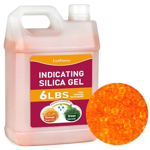 LotFancy Orange Indicating Silica Gel Beads, 6 lb
