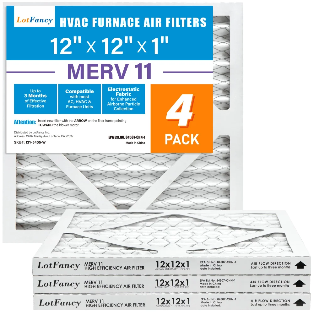 LotFancy Air Filter, 12x12x1 in, MERV 11, 4-pack
