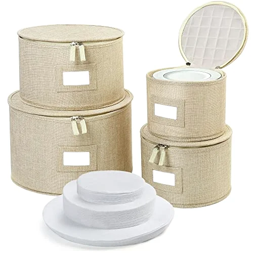 LotFancy China Storage Container, 4-pack, Beige
