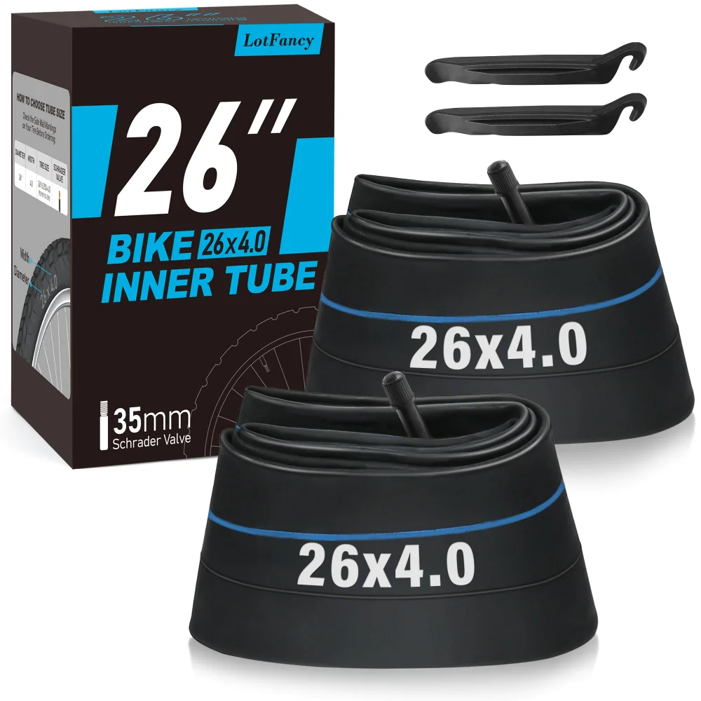 LotFancy Fat Bike Tubes, 26x4.0, Schrader, 2-pack